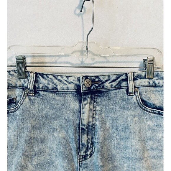 Eloquii Shorts Womens 14 Light Blue Acid Wash Denim Cut Off High Waist Beachy - Picture 2 of 7